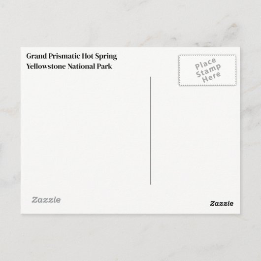 Briefkaart van het nationale park van Yellowstone (Achterkant)
