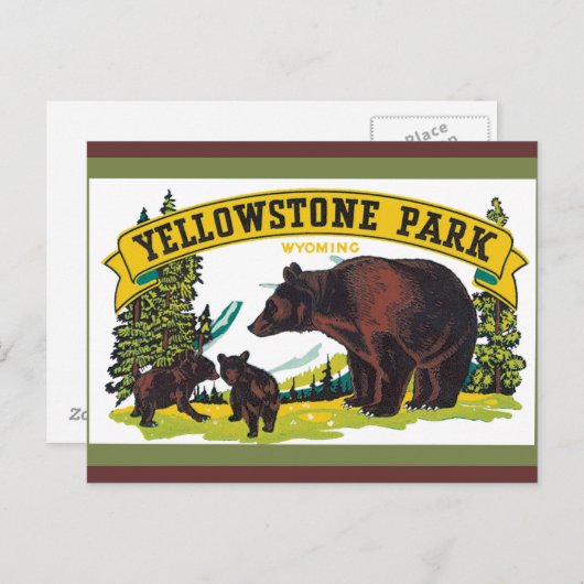 Briefkaart van het nationale park van Yellowstone (Voorkant / Achterkant)