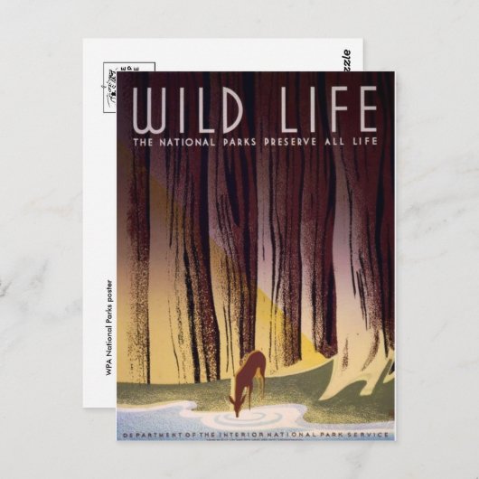 BRIEFKAART van het nationale Poster van de parken  (Voorkant / Achterkant)