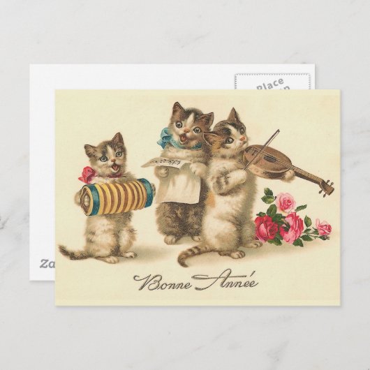 Briefkaart van het Nieuwjaar van "Bonne Annee" het (Voorkant / Achterkant)