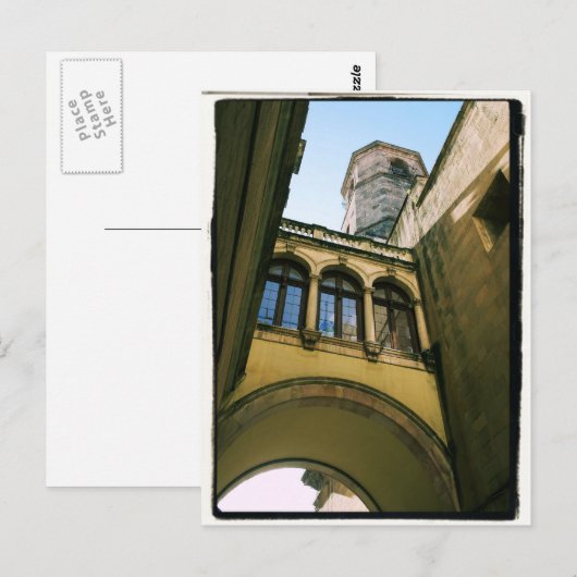 Briefkaart van het oude kwartaal van Barcelona (Voorkant / Achterkant)