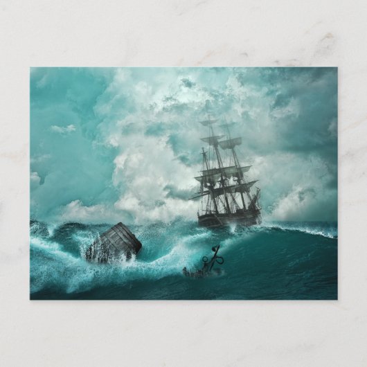 briefkaart van het oude schip (Voorkant)