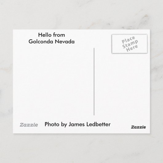 briefkaart van het oude schoolhuis in Golconda Nev (Achterkant)