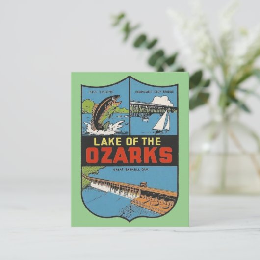Briefkaart van het Ozarks-meer (Staand voorkant)
