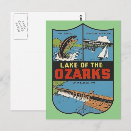 Briefkaart van het Ozarks-meer (Voorkant / Achterkant)