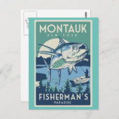 Briefkaart van het paradijs van de visser Montauk  (Voorkant / Achterkant)