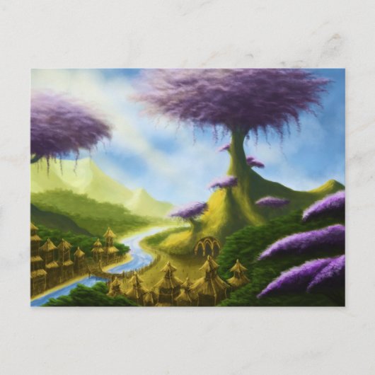 briefkaart van het paradijselijke fantasielandscha (Voorkant)