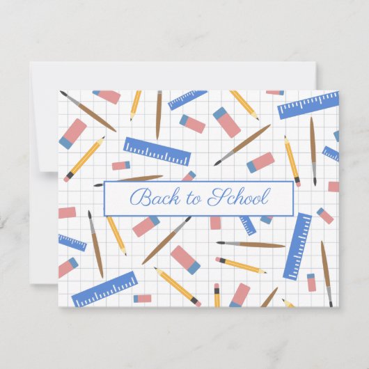 Briefkaart van het patroon van schoolbenodigdheden (Voorkant)