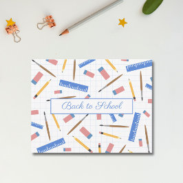 Briefkaart van het patroon van schoolbenodigdheden