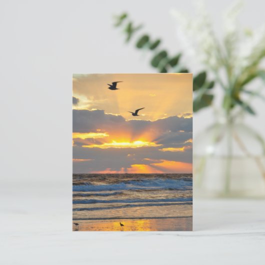 Briefkaart van het prachtige Morning Beach Sunrise (Staand voorkant)