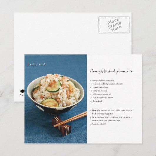 Briefkaart van het recept voor courgette en pellom (Voorkant / Achterkant)