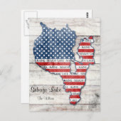 Briefkaart van het Sebago Lake Maine Map (Voorkant / Achterkant)