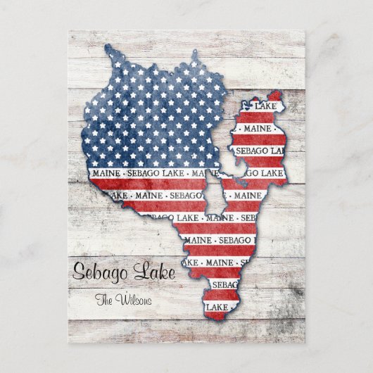 Briefkaart van het Sebago Lake Maine Map (Voorkant)