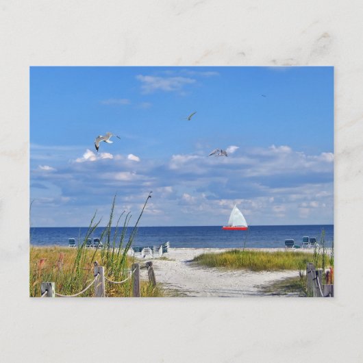 Briefkaart van het strand- en oceaanUitzicht (Voorkant)