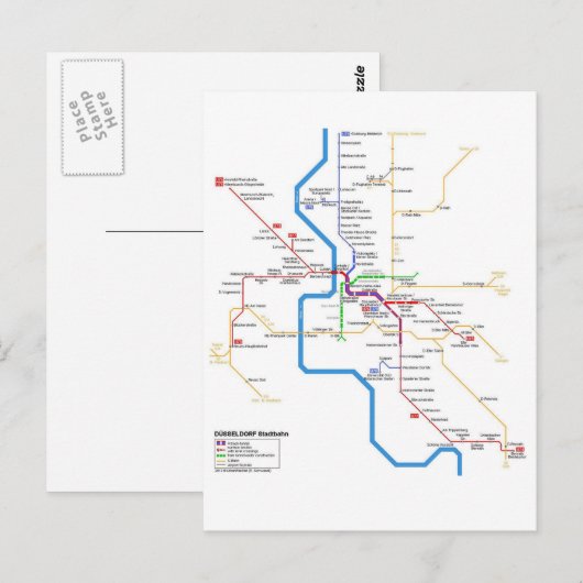 Briefkaart van het subwegsysteem Düsseldorf (Voorkant / Achterkant)