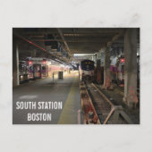 Briefkaart van het treinstation van Boston South (Voorkant)