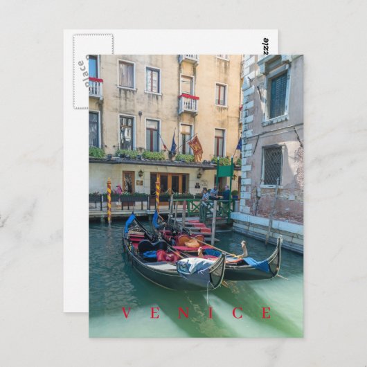 Briefkaart van het uitzicht van Venice gondolas (Voorkant / Achterkant)