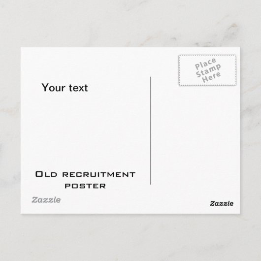  Briefkaart van het US Army Old Recrugement Poster (Achterkant)