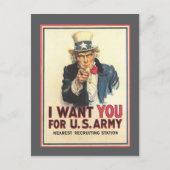  Briefkaart van het US Army Old Recrugement Poster (Voorkant)