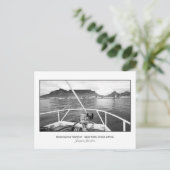 Briefkaart van het vaartuig dat de Tafelbaai binne (Staand voorkant)