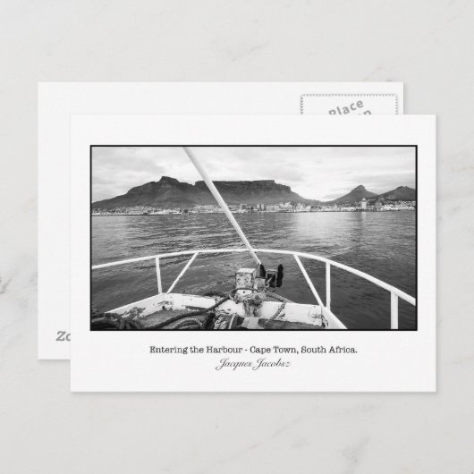 Briefkaart van het vaartuig dat de Tafelbaai binne (Voorkant / Achterkant)