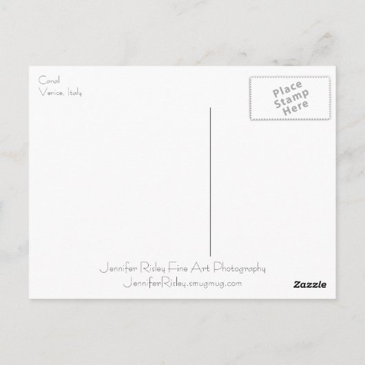 Briefkaart van het Venetiaans kanaal (Achterkant)