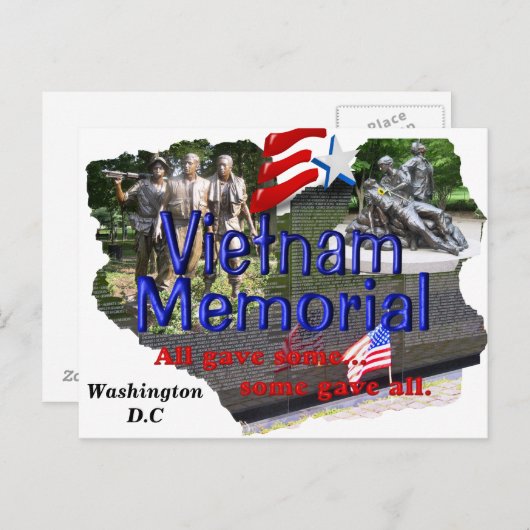 Briefkaart van het Vietnamese Memorial (Voorkant / Achterkant)