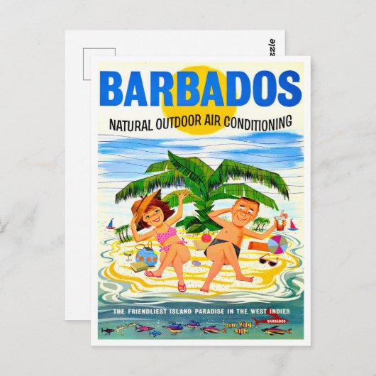 Briefkaart van het vintage-reisje Barbados (Voorkant / Achterkant)