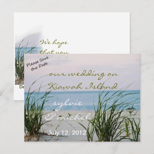 Briefkaart van het Windswept Beach Wedding (Voorkant / Achterkant)
