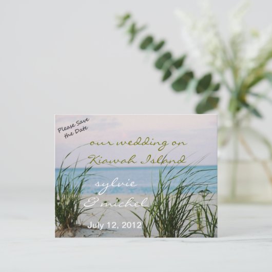 Briefkaart van het Windswept Beach Wedding (Staand voorkant)