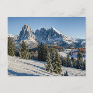 Briefkaart van het winterlandschap Alpe di Siusi