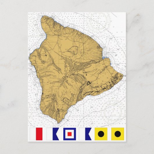 Briefkaart van het zeeschema Hawaii Island (Voorkant)