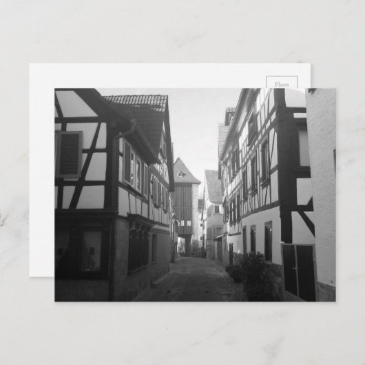 Briefkaart van het zwarte en witte Duitse dorp (Voorkant / Achterkant)