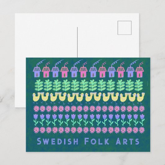 Briefkaart van het Zweedse Folk Arts (Voorkant / Achterkant)