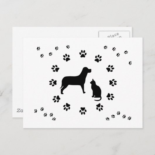Briefkaart van honden en katten (Voorkant / Achterkant)