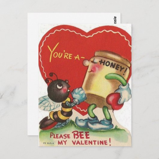  Briefkaart van honingbijen van 1950 (Voorkant / Achterkant)