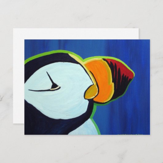 Briefkaart van Horned Puffin (Voorkant / Achterkant)