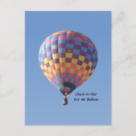 Briefkaart van hot-luchtballon voor check-out