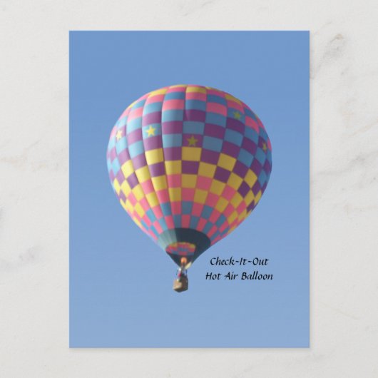 Briefkaart van hot-luchtballon voor check-out (Voorkant)
