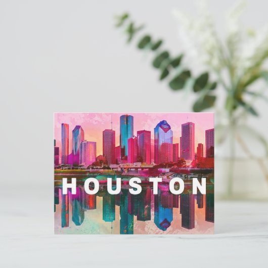 Briefkaart van Houston - iconische skyline (Staand voorkant)
