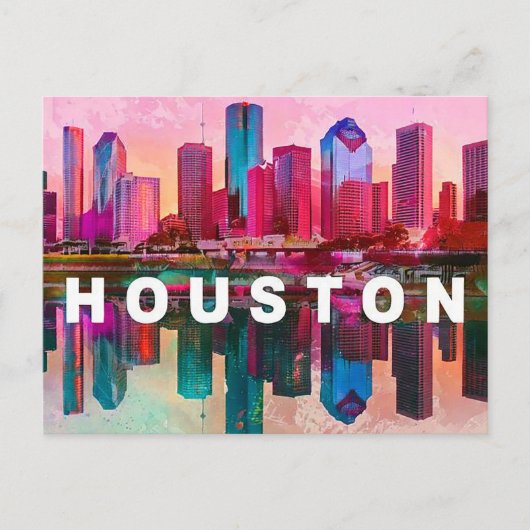 Briefkaart van Houston - iconische skyline (Voorkant)