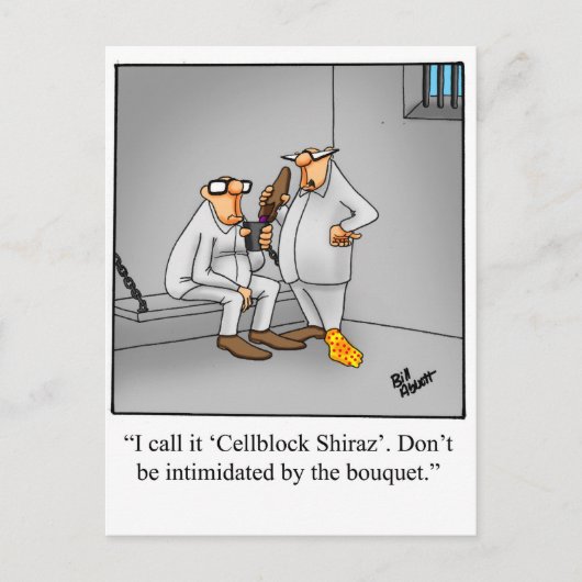 Briefkaart van Humor van wijn "spectickles" (Voorkant)