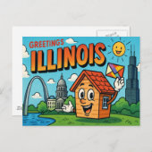 BRIEFKAART VAN ILLINOIS (Voorkant / Achterkant)