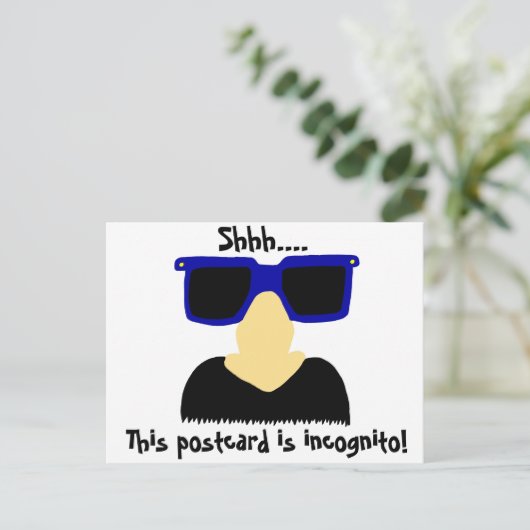 Briefkaart van Incognito Mustache & Glasses (Staand voorkant)