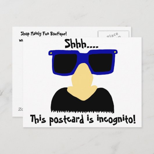 Briefkaart van Incognito Mustache & Glasses (Voorkant / Achterkant)