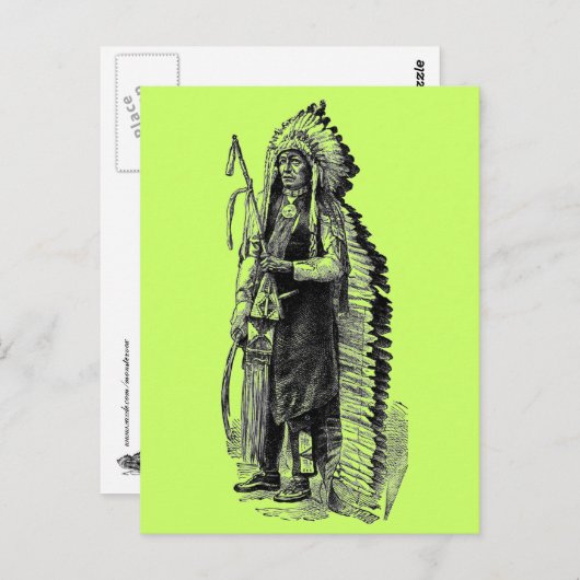 Briefkaart van Indiaas opperhoofd (Voorkant / Achterkant)