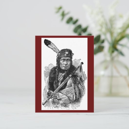 Briefkaart van Indiaas opperhoofd (Staand voorkant)