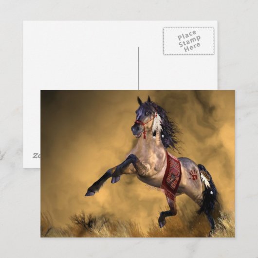 Briefkaart van Indische paarden (Voorkant / Achterkant)