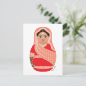 Briefkaart van Indische (Rode) Matryoshka (Staand voorkant)