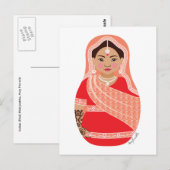 Briefkaart van Indische (Rode) Matryoshka (Voorkant / Achterkant)